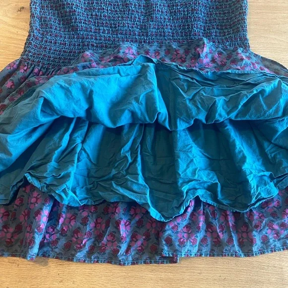 J. Crew Blue Smocked Bubble Midi Skirt - Picture 3 of 9